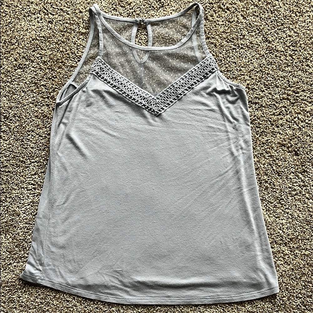 Maurices Gray/Blue Sleeveless Tank Top with V-Neck
